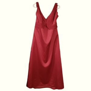 IMPRESSION BRIDAL Red Wine Satin Long Gown Size 20
